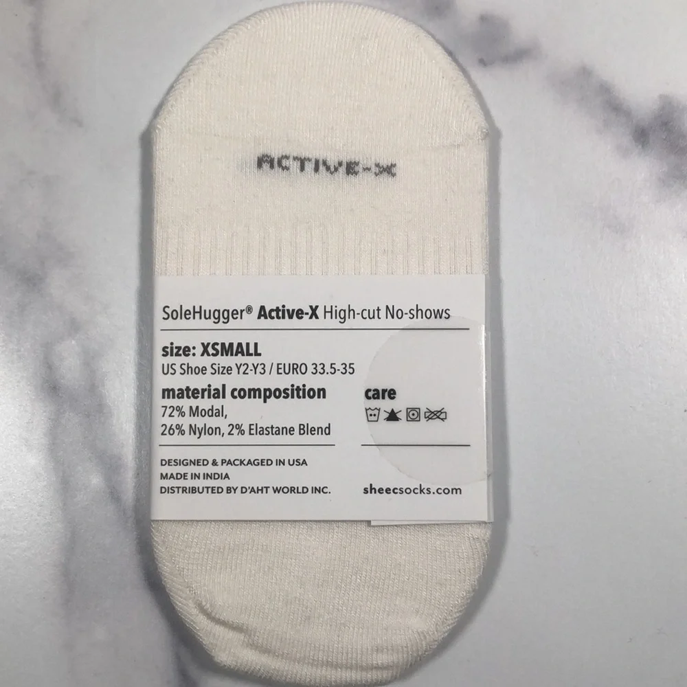 Sheec Active X SoleHugger High Cut No Show Socks Shoe Size Y2 Y3 NWT